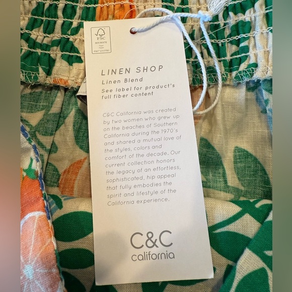 C&C California Smocked Waist Citrus Palm Tree Orange Tropical Skirt NEW Size XL - Picture 13 of 15